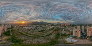 Foto 360 graus panorâmica aérea drone dji barra da tijuca rio de janeiro.